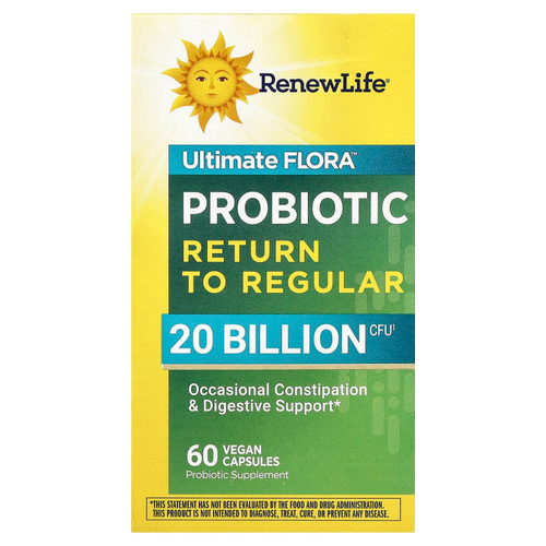 Renew Life, Ultimate Flora™, возврат пробиотиков в рацион, 60 веганских капсул