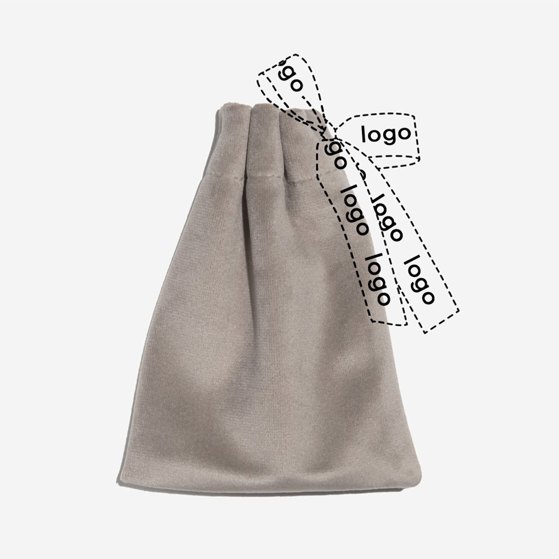 Мешочек из велюра, брендирование на ленте