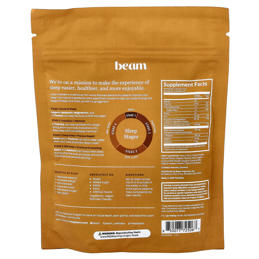 Beam, Dream, шоколад и арахисовая паста, 142 г (5 унций)