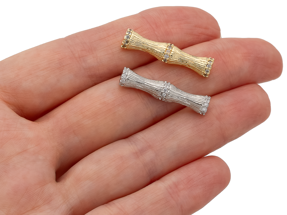 Спейсер "Бамбук" со стразами, 25,5мм