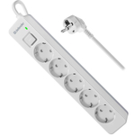 Удлинитель с сетевым фильтром Defender DFS 135, белый, 5 розеток, 5 м.