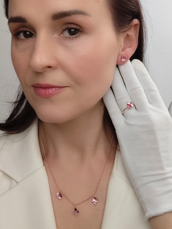 Браслет Миражи с розовыми кристаллами-кубиками Swarovski