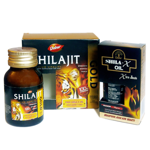 ШИЛАДЖИТ ГОЛД И МАСЛО ШИЛА-ИКС ДАБУР (SHILAJIT GOLD AND SHILA-X OIL DABUR), 20 КАПСУЛ И 20 МЛ