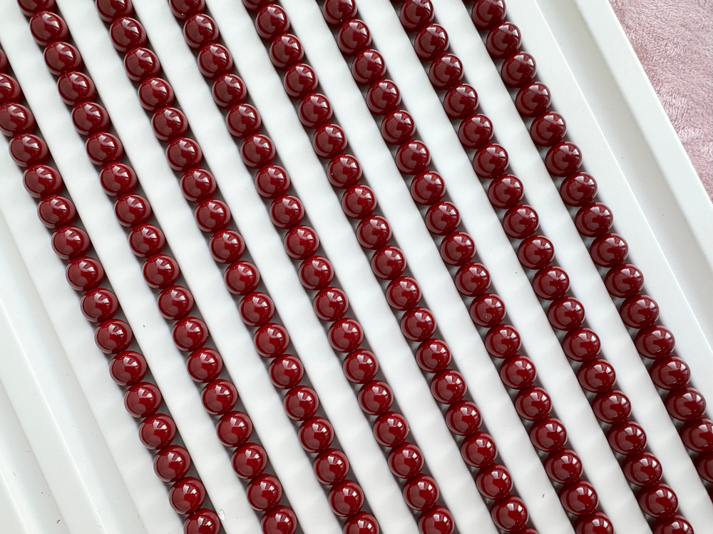"Жемчуг круглый" 8мм, "Майорка. Имитация" (винный цвет)