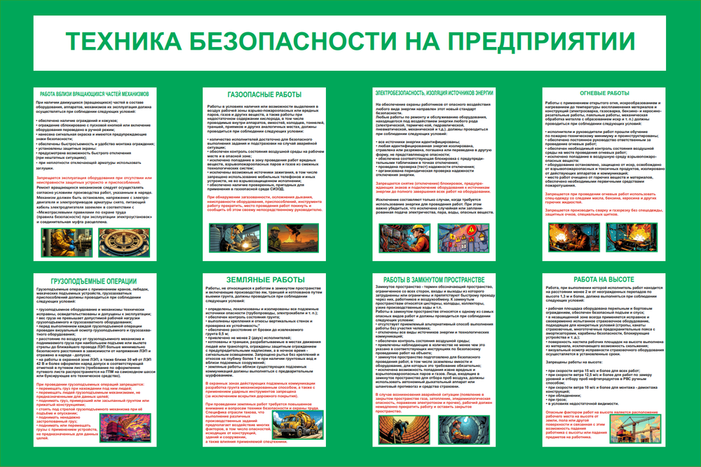 Информационный стенд "Техника безопасности на предприятии"