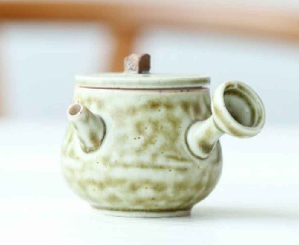 312006.2 Чайник КОРЕЯ МИНИ "Зеленая глазурь", 35 мл, керамика