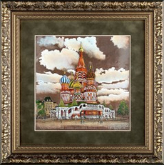 Гравюра "Храм Василия Блаженного, Москва"