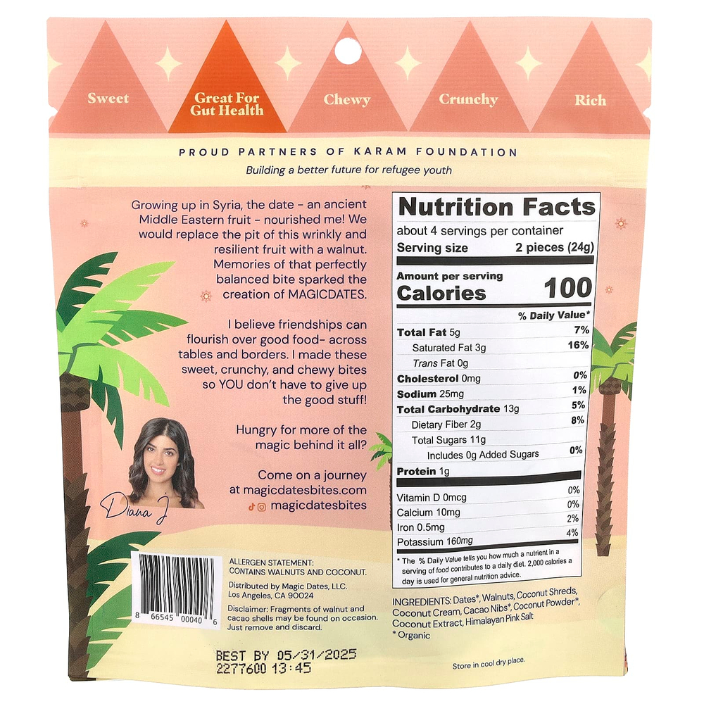 MAGICDATES, Original Snack Bites, торт с кокосовым кремом, 100 г (3,5 унции)