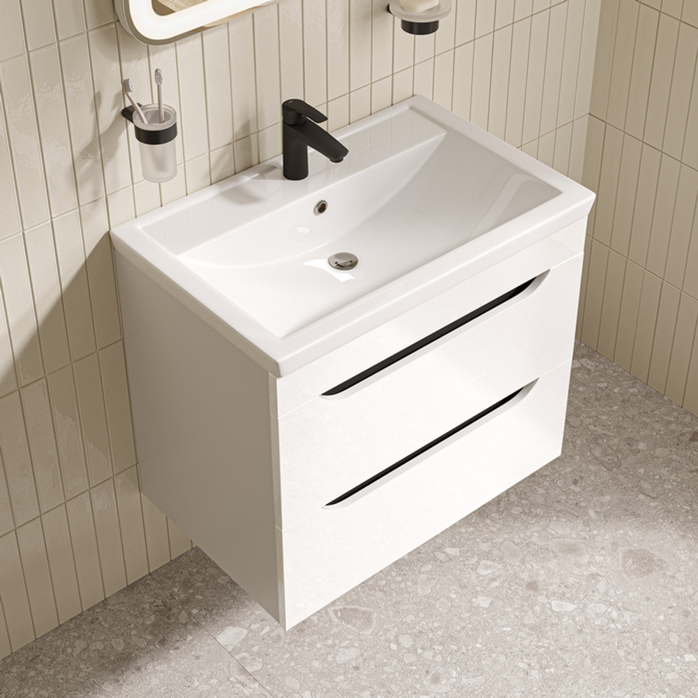 Тумба с умывальником IDDIS Ray, подвесная, 70 см, белый, RAY70W0i95K