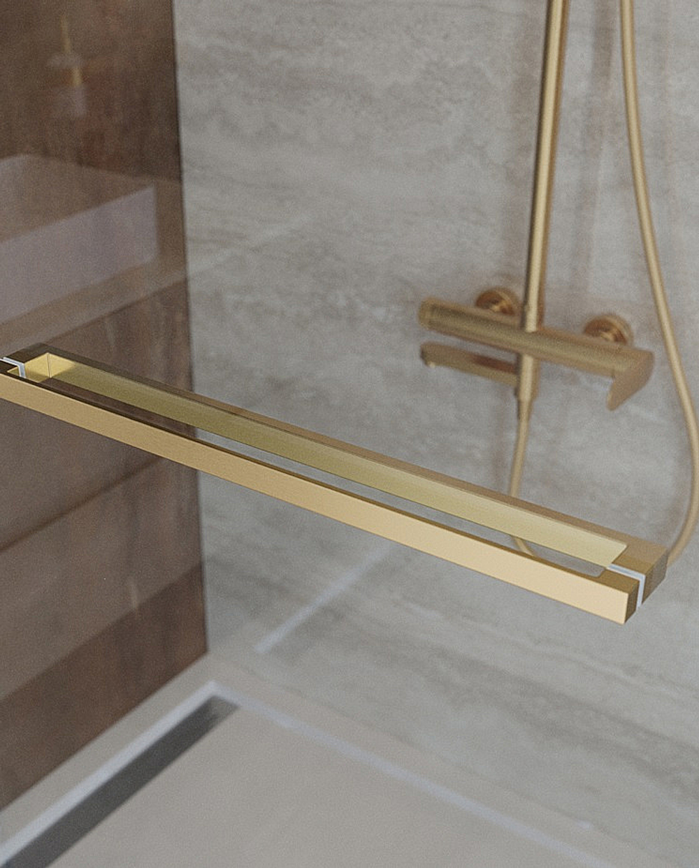 Душевая дверь Cezares LUX 100 B-FS-1-100-C-BORO стекло прозрачное/профиль брашированное золото