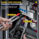FNIRSI DMC-100, постоянный переменный ток и напряжение, мультиметр с клещами, полностью автоматический интеллектуальный высокоточный 600 А, 10 000 отсчетов, электрические инструменты NCV-черный