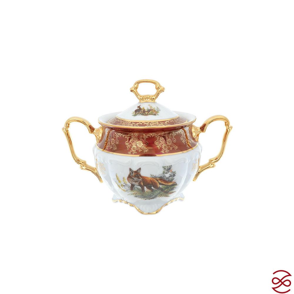 Кофейный сервиз Repast Охота красная Мария-тереза 15 предметов на 6 персон