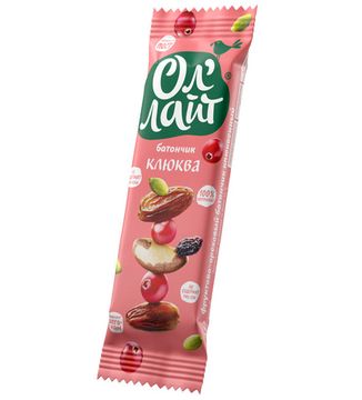 Батончик фруктово-ореховый "Ол`лайт" Клюквенный, 30г. (шоубокс 25шт)
