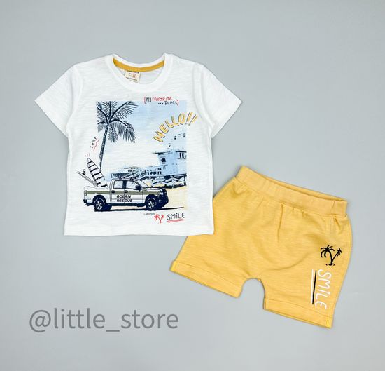 Комплект хлопковый "Hello" белый/желтый