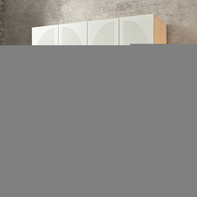 Шкаф Агератум МДФ четырехсекционный Лайн керамика (0,27) А10032 матовая - 26 матовая - Дуб Сонома 3025  240*45*240