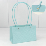 Пакет подарочный 22х13.5х10.5см Ваза для цветов "Ромбы" (Голубой)