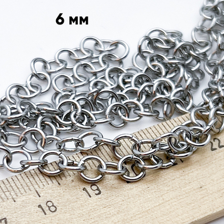 Цепочка, сталь, размер звена 6*6 мм, цена за 50 см