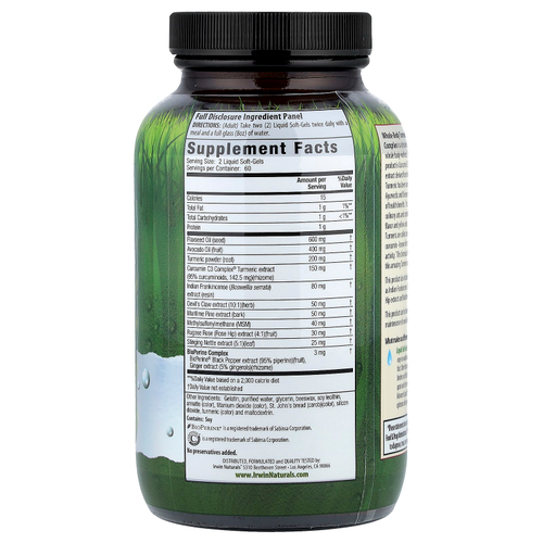 Irwin Naturals, Whole-Body Turmeric™ и Curcumin C3 Complex®, 120 желатиновых капсул