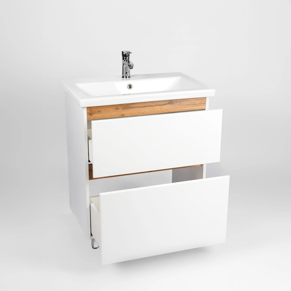 Тумба VIANT "Мальта" COMO 70 2 ящика белая 425х655х820