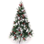 Елка «Грация» 150 см, ПВХ, леска, резина с белым напылением (шишки и ягоды), 541 ветка