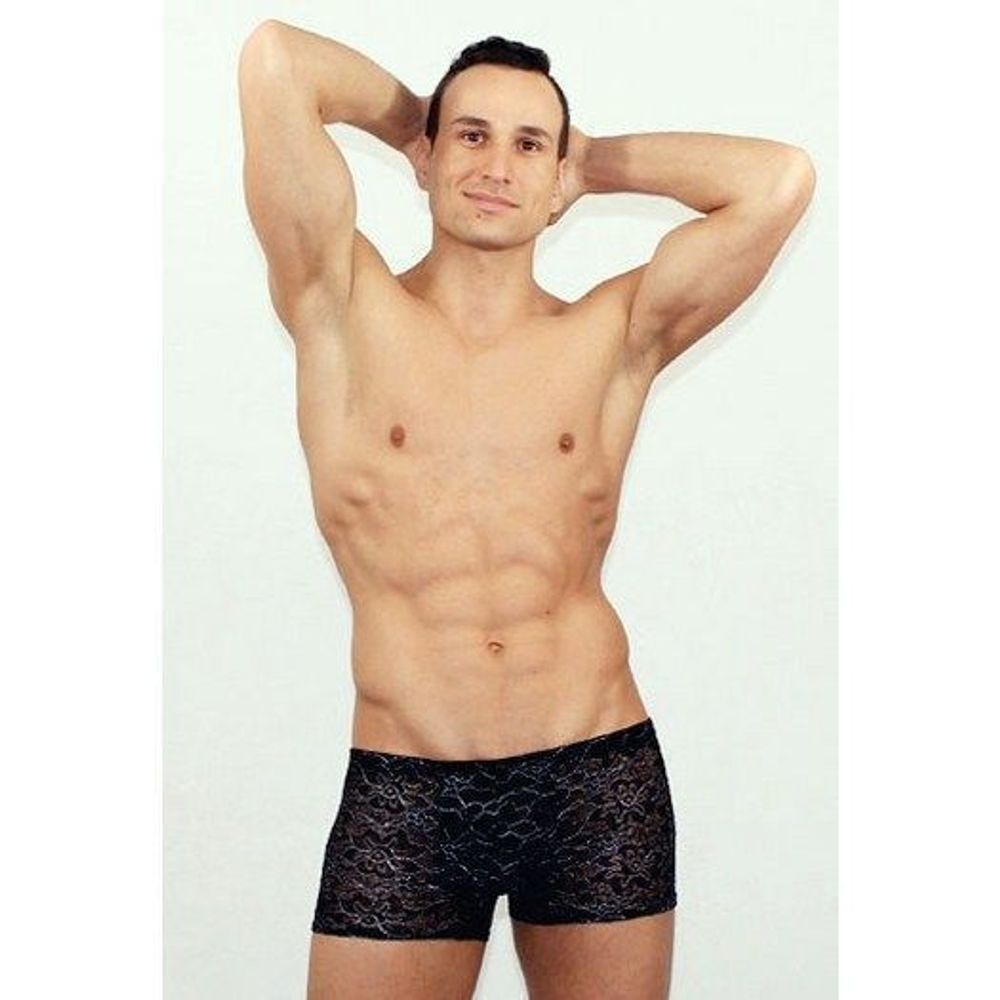 Мужские трусы боксеры черные в цветок Romeo Rossi Black Boxer RR00217