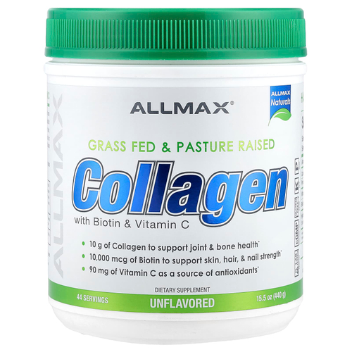 ALLMAX, Коллаген с биотином и витамином C, без добавок, 440 г (15,5 унции)