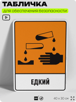Табличка для обеспечения безопасности "Едкий", для производства, предприятия, организаций, 40х30 см, Silver Plane x Айдентика Технолоджи