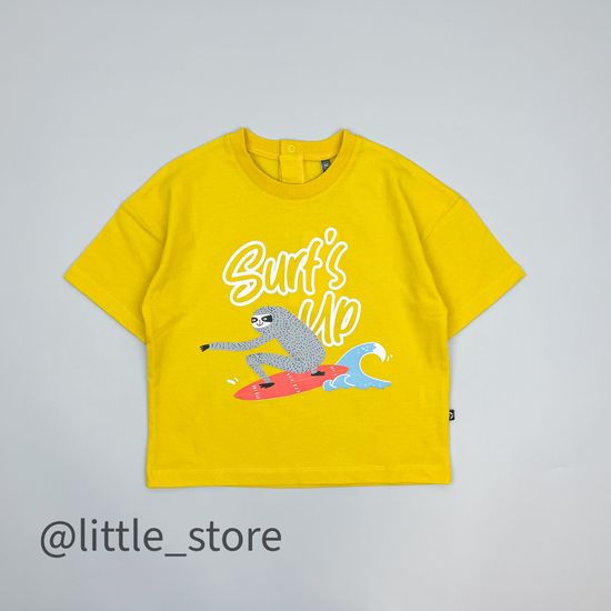 Футболка хлопковая "Морской бриз - Surf's Up" горчица
