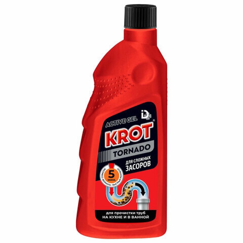 Средство для прочистки канализационных труб 1 кг, КРОТ "Торнадо", гель, 4000003