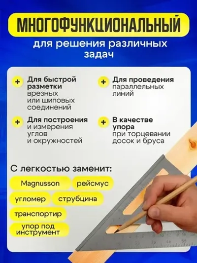 Линейка угольник Свенсона 180 мм, алюминий