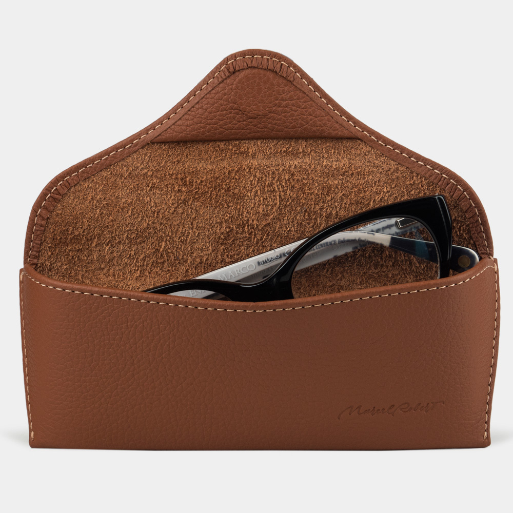 Футляр для очков Vision Easy из натуральной кожи теленка коричневого цвета
