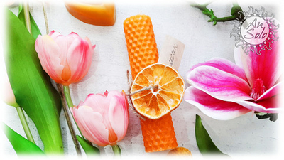 Свеча из вощины "Апельсин"