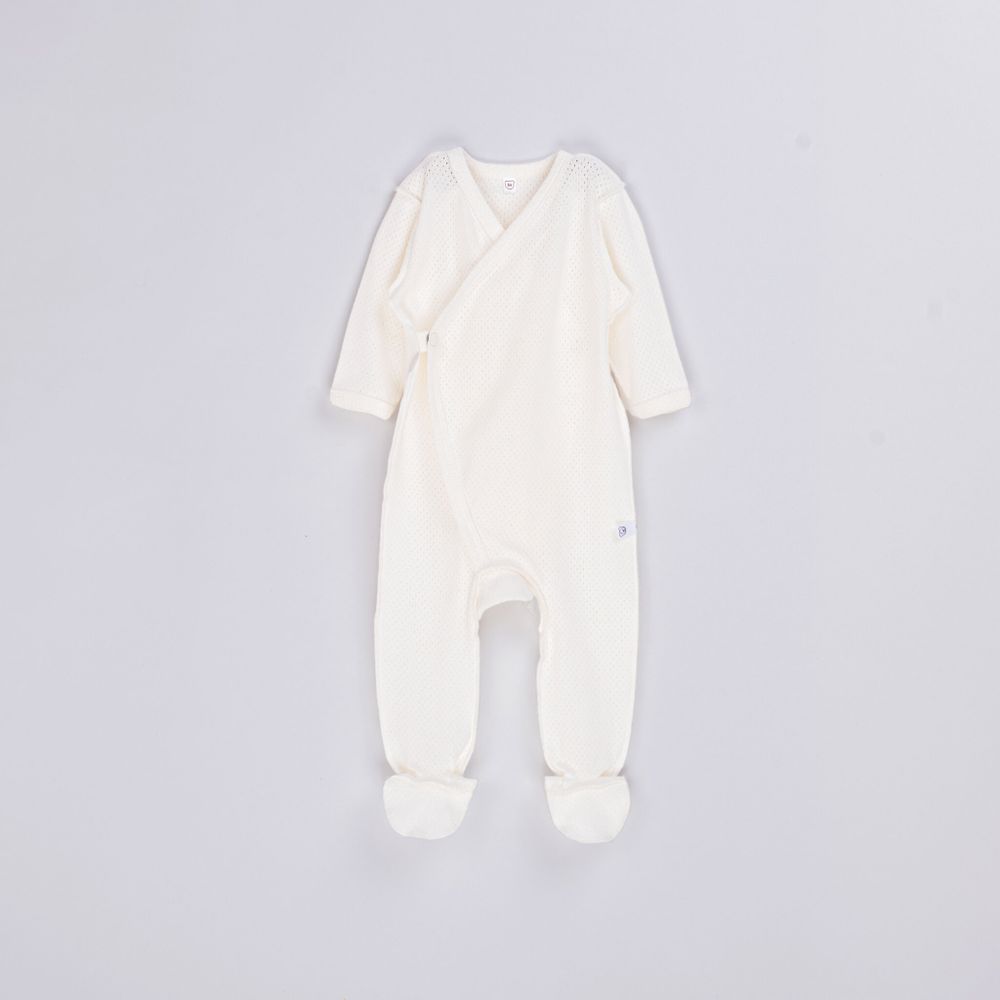 Слип на кнопках "Молоко" из ажурного хлопка 0+