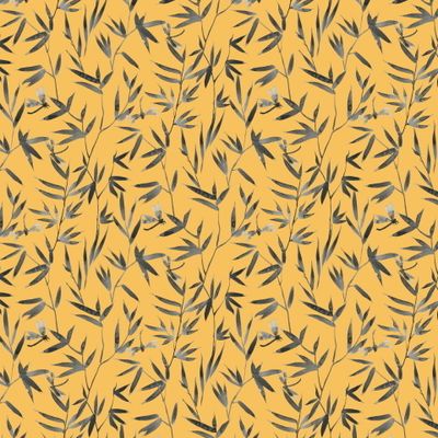 Стрекозы и веточки на желтом