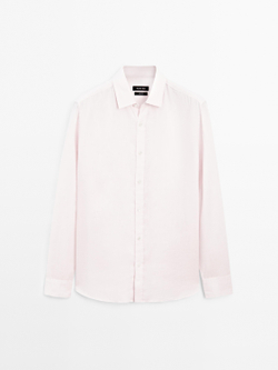 Massimo Dutti Рубашка из 100% льна стандартного кроя, светло-розовый