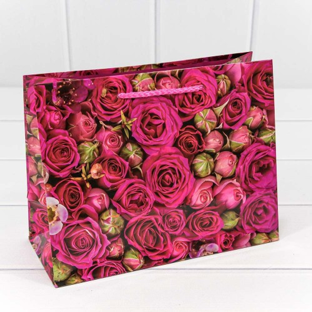 Пакет подарочный 23х18х10см "Цветы" (Микс)
