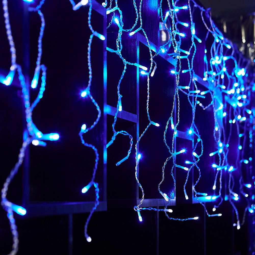 ULD-B25006-440-TTK BLUE-WHITE IP44 Бахрома светодиодная с эффектом мерцания. 25м. Соединяемая. 440 светодиодов. Синий и белый свет. Провод прозрачный. ТМ Uniel