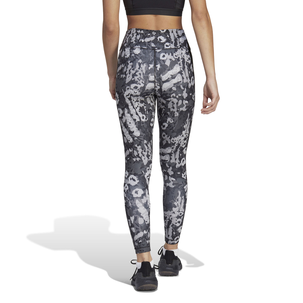 Женские теннисные брюки adidas Essentials Train Printed High-Waisted Tight Women - Dark Grey, White