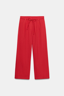 ZARA БРЮКИ ИЗ ПОПЛИНА — ZW COLLECTION, КРАСНЫЙ
