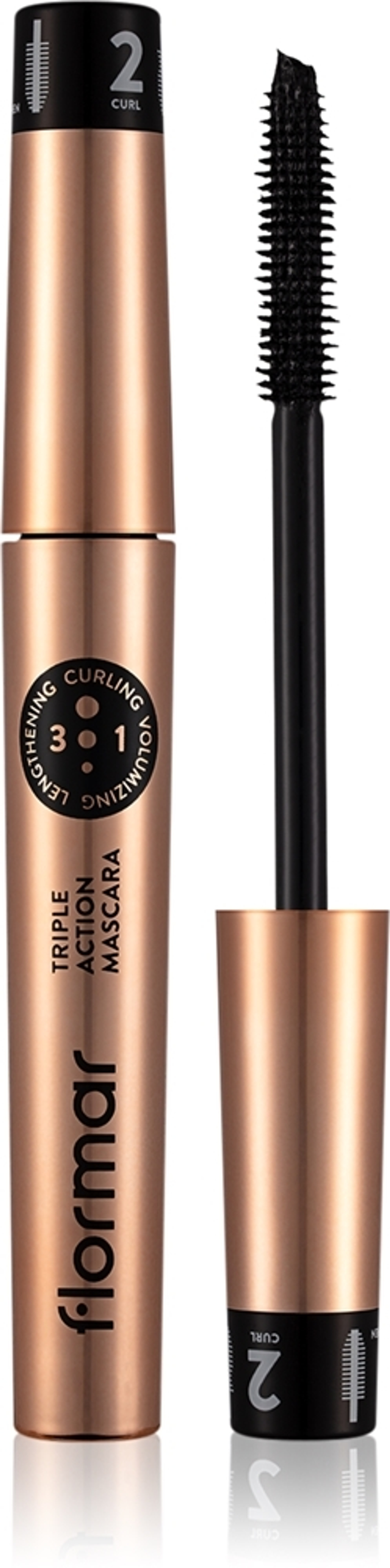 flormar Triple Action Mascara - питательная тушь для ресниц 3 в 1, 8 ml