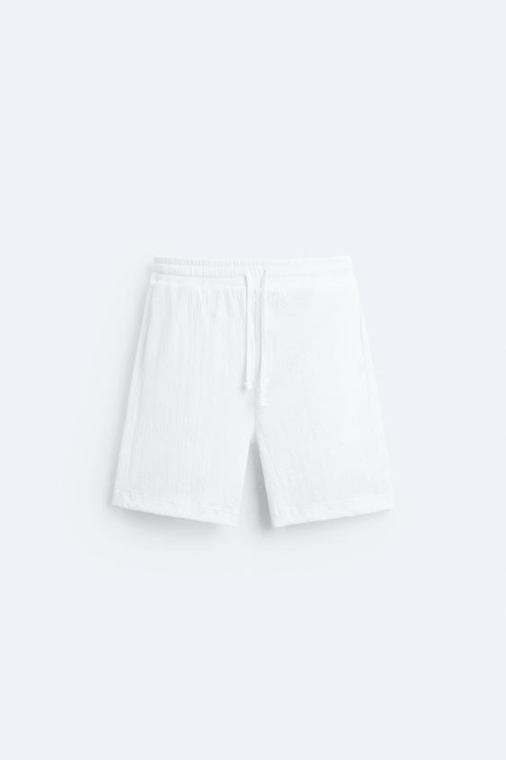 ZARA ШОРТЫ ИЗ РЕЛЬЕФНОЙ ТКАНИ, ЖЕЛТОВАТО-БЕЛЫЙ