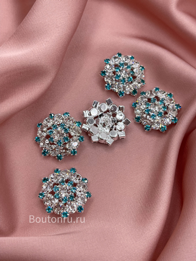 Пуговицы Стразы1 серебристо-голубые