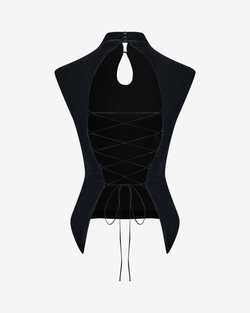 Топ-ципао из бархата с открытой спиной на шнуровке