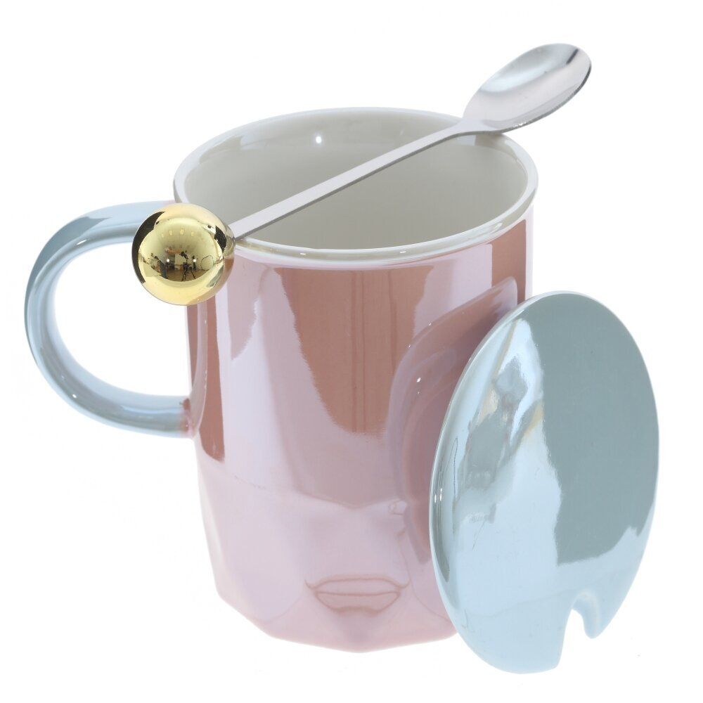 GAEM Кружка с крышкой и ложкой, 360 мл, L12 W9 H13 см, 4в.