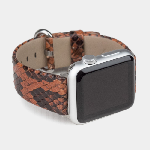 Ремешок для Apple Watch 40/41/42 mm из кожи питона, цвета коньяк