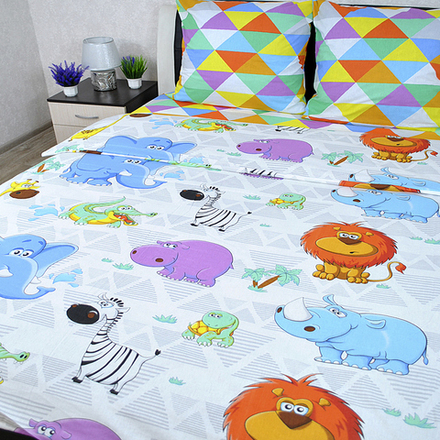 Комплект постельного белья "IS. ВЕСЁЛЫЙ ЗООПАРК", поплин Премиум, 100% хлопок.