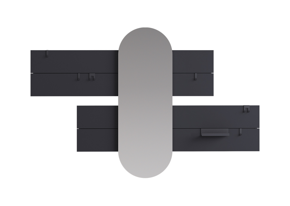 Вешалка Stripe L горизонтальная с зеркалом 60*160 см (черный)