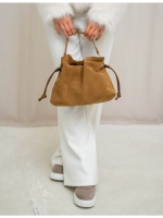 Сумка мешок через плечо средняя натуральная замша