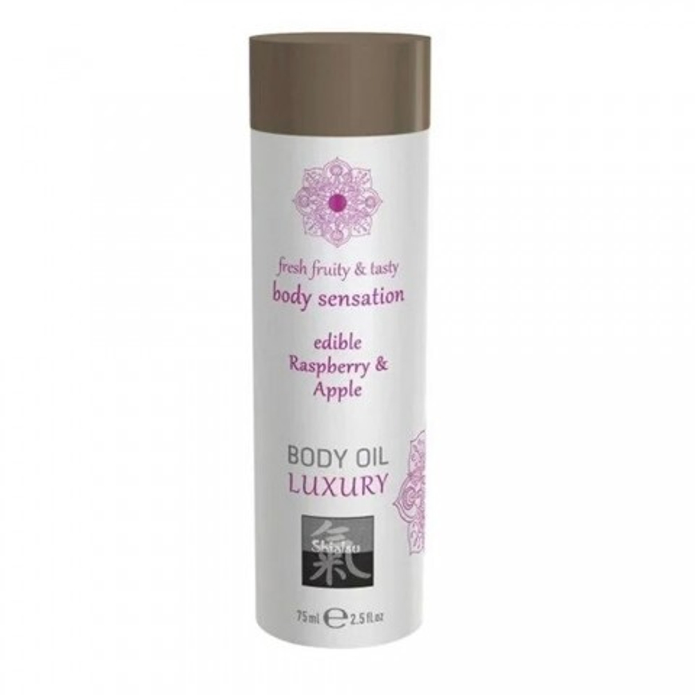 Съедобное масло для тела - Малина и Яблоко от Shiatsu 75 мл.