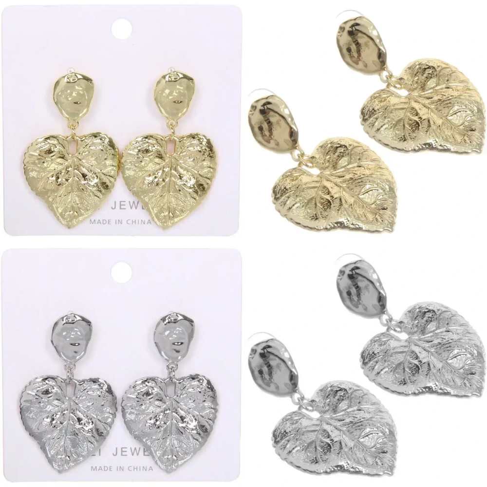 Серьги «ЭЛЛОДИ», листья, цвет золото и серебро, 3*5см